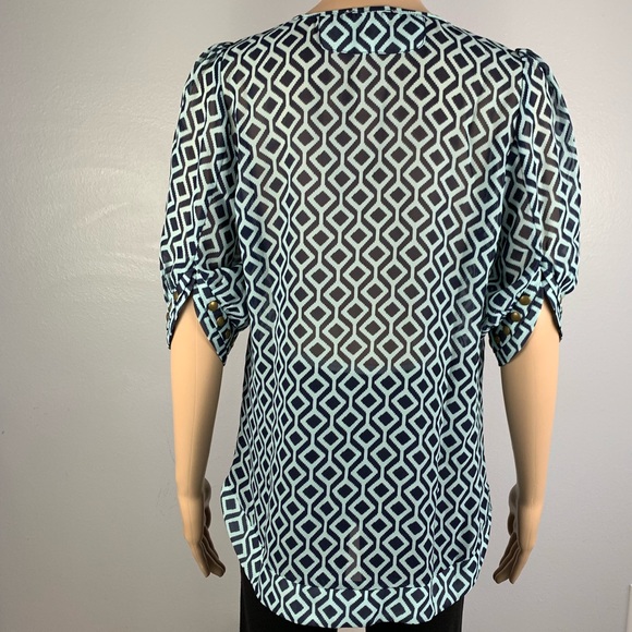 41 HAWTHORN Stitch Fix Small Blue Studded Blouse - Picture 5 of 6